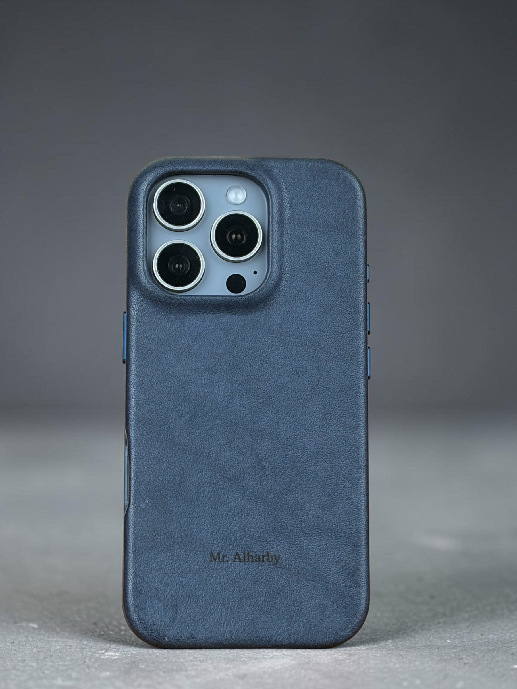 iPhone 17 Pro Max Case - Vesuvio Blue with initials engraved #Color_Vesuvio Blue